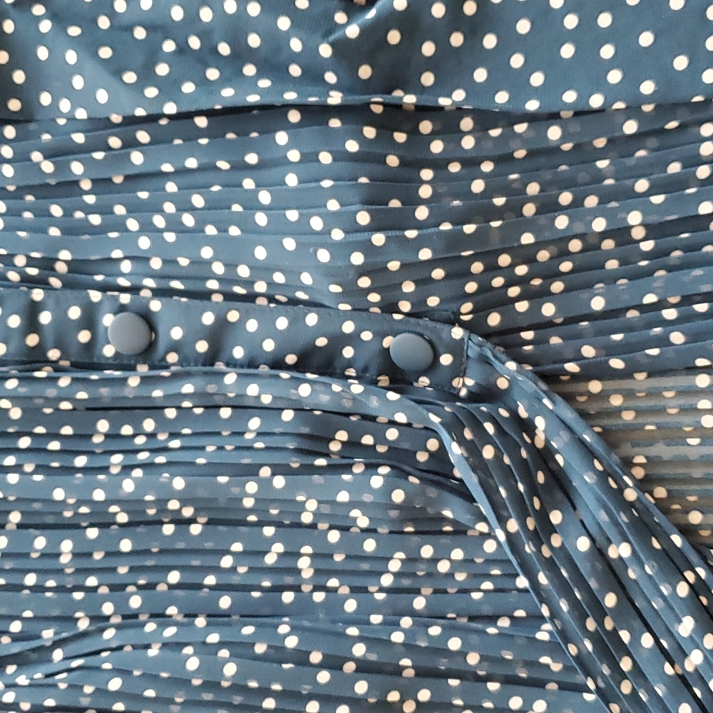 ZARA MIDI PLEATED BLUE SKIRT ( SIZE L) - Picture 7 of 9